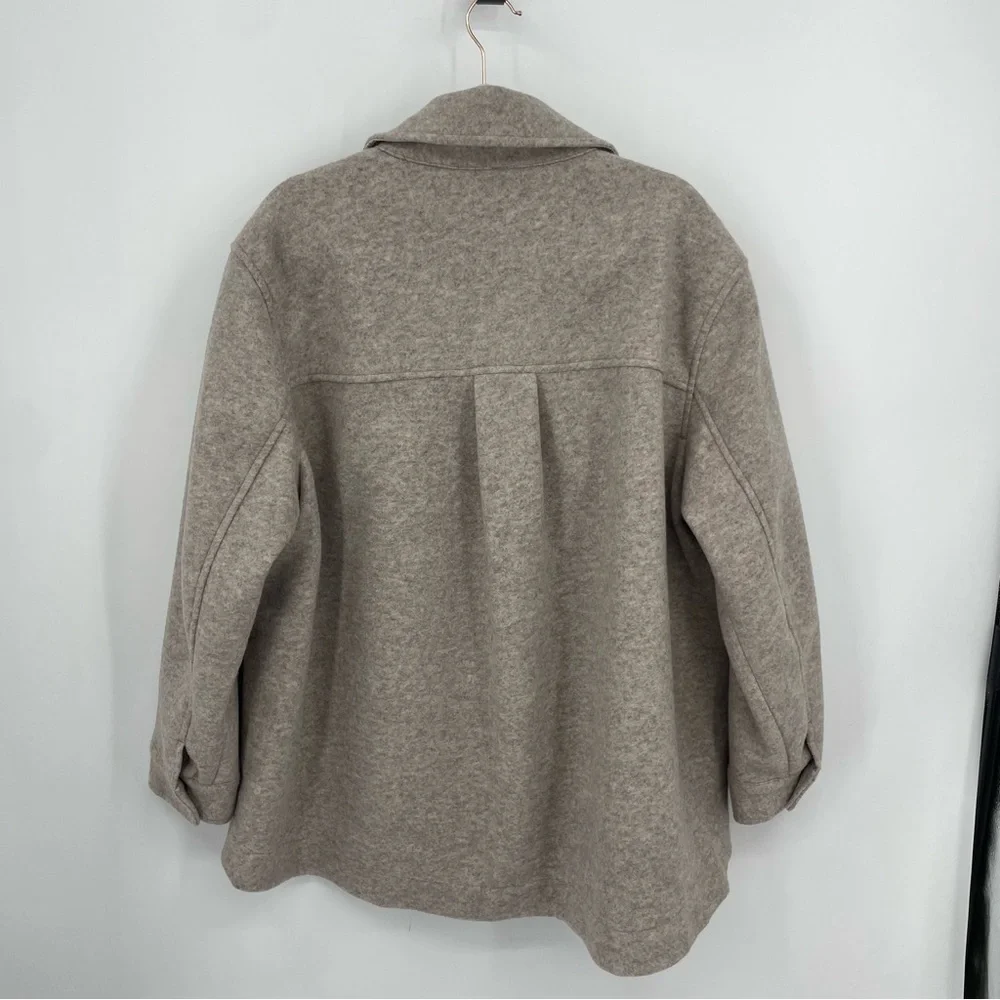 H&M Shacket Beige Melange Size XL oversized button front - Picture 5 of 10